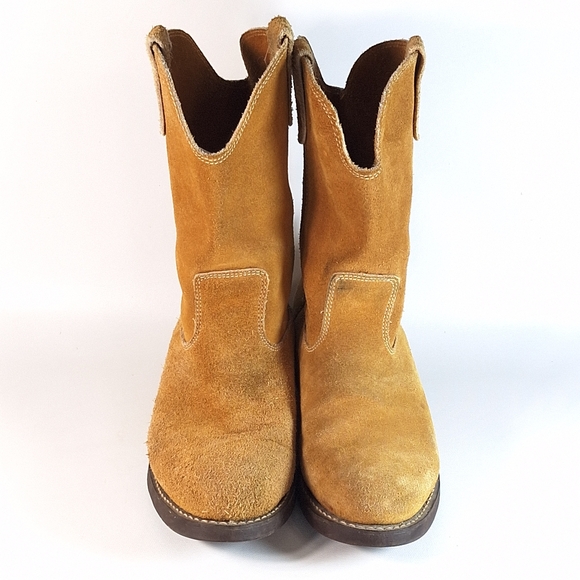 Honchos Vintage Tan Suede Leather Boots Men's Size 8.5 Soft Boots Oil Resistant - Picture 2 of 13